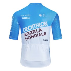 Maglia 2024 Decathlon Ag2r Manica Corta Blu Bianco